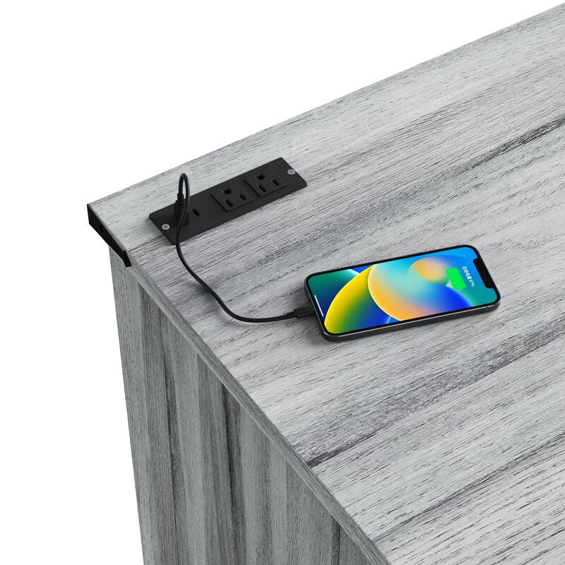 Cat Litter Box Cabinet with Power Outlet, Box Furniture for Automatic Litter Boxes, with Litter Catcher, Adjustable Shelves