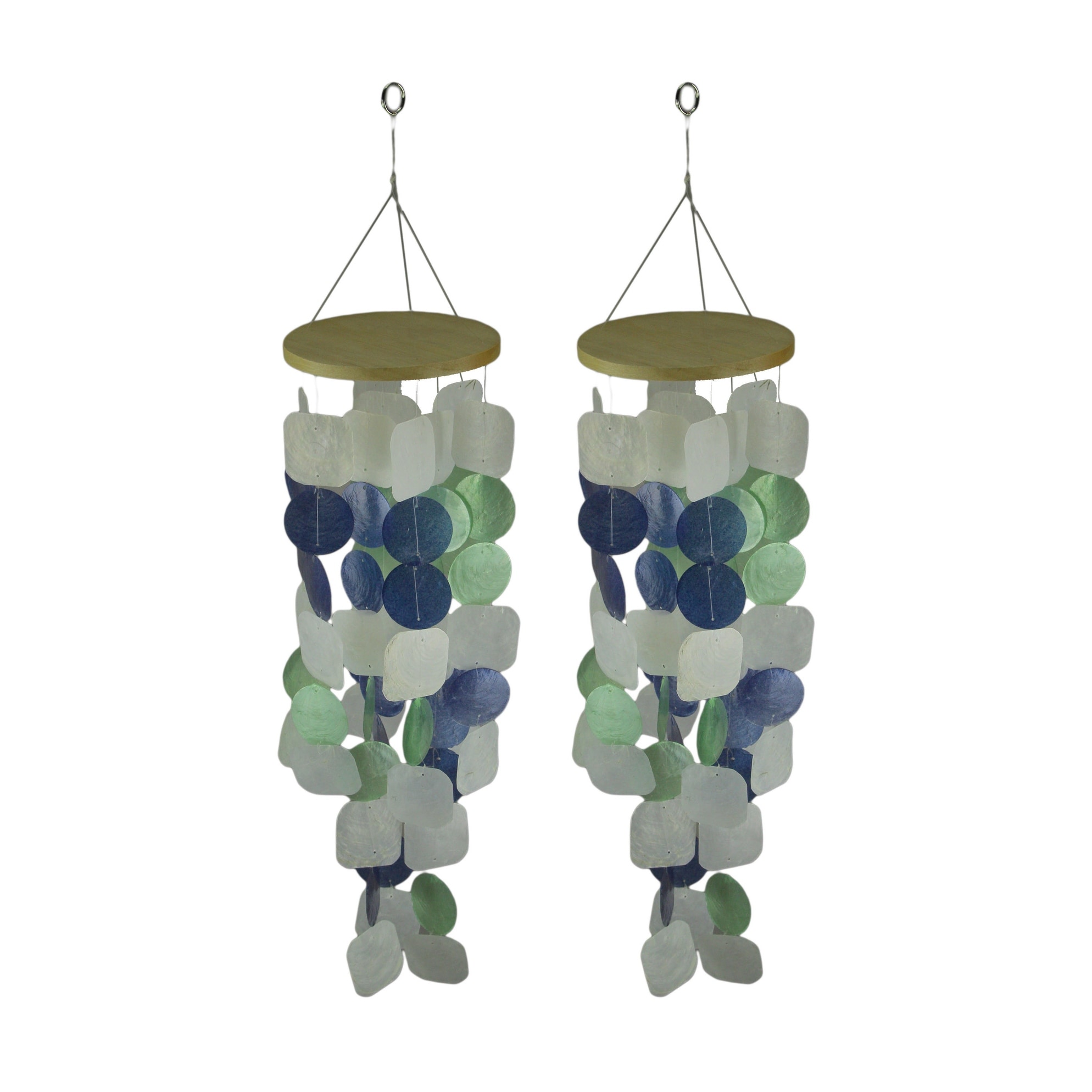 Shop Coastal Blue Green Capiz Shell Wind Chime For Garden Patio