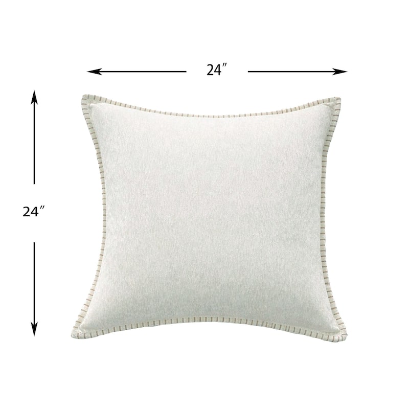 Textured Throw Pillow with Stitched Contrast Edge Set of 2