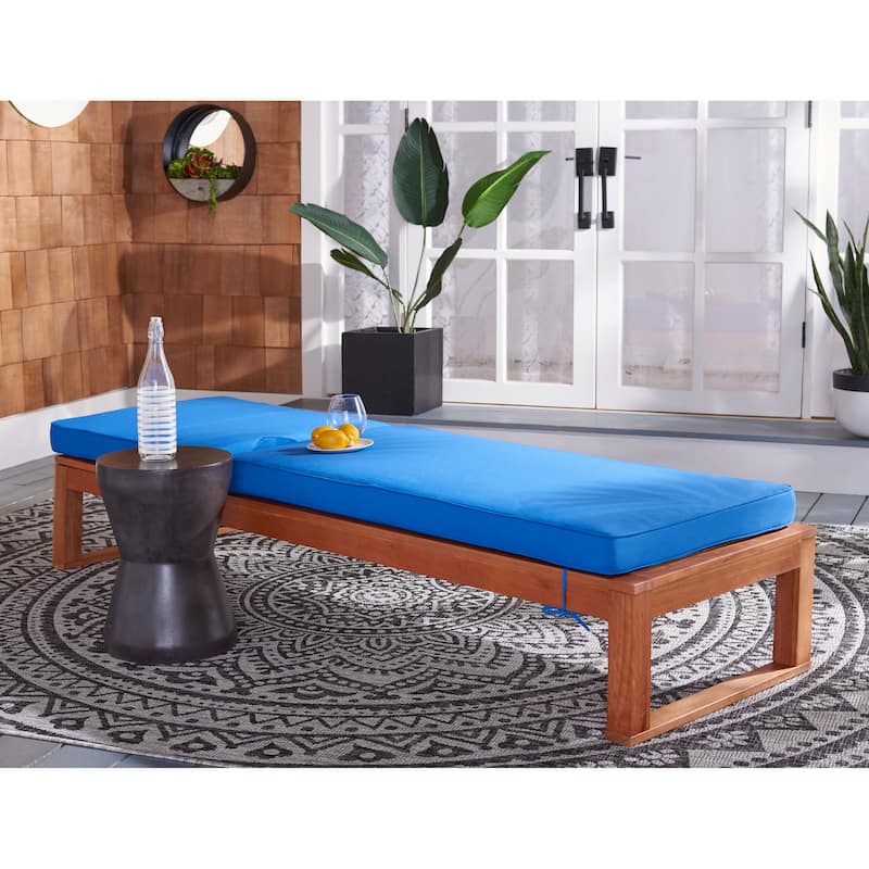 SAFAVIEH Outdoor Kaliyah Solid Wood Chaise Lounge Chair - 25Wx81Dx37H