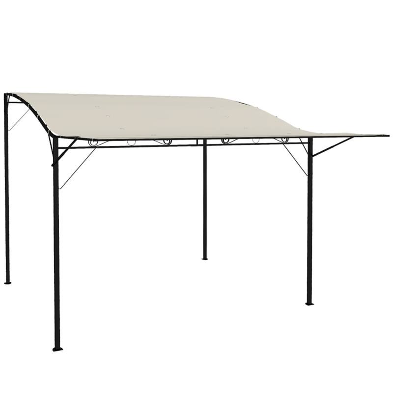 Cream White Outdoor Gazebo with Black Steel Frame UV and Water Resistant Canopy Adjustable Angle Patio Garden Pergola - Cream-White
