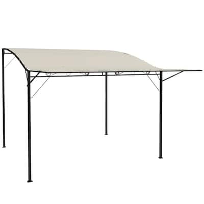 Cream White Outdoor Gazebo with Black Steel Frame UV and Water Resistant Canopy Adjustable Angle Patio Garden Pergola