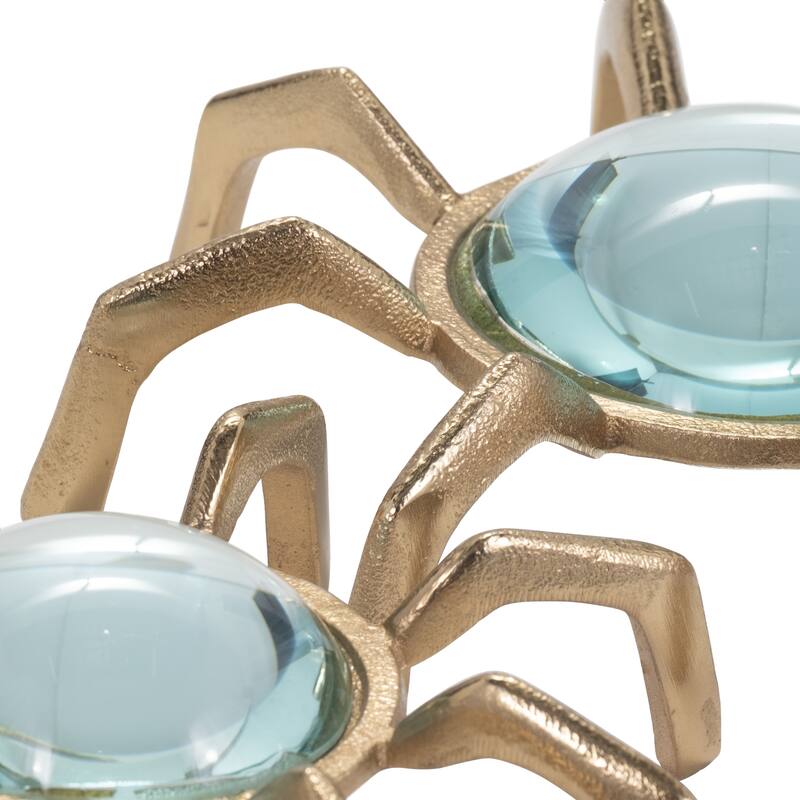 Sagebrook Home 8/10" Mazu Gold Aluminum Magnifyers, 3"H, Glass, Set of 2 - 10" x 10" x 3"