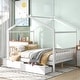 preview thumbnail 1 of 13, Full Size House Platform Bed with Two Drawers,Headboard and Footboard,Roof Design White
