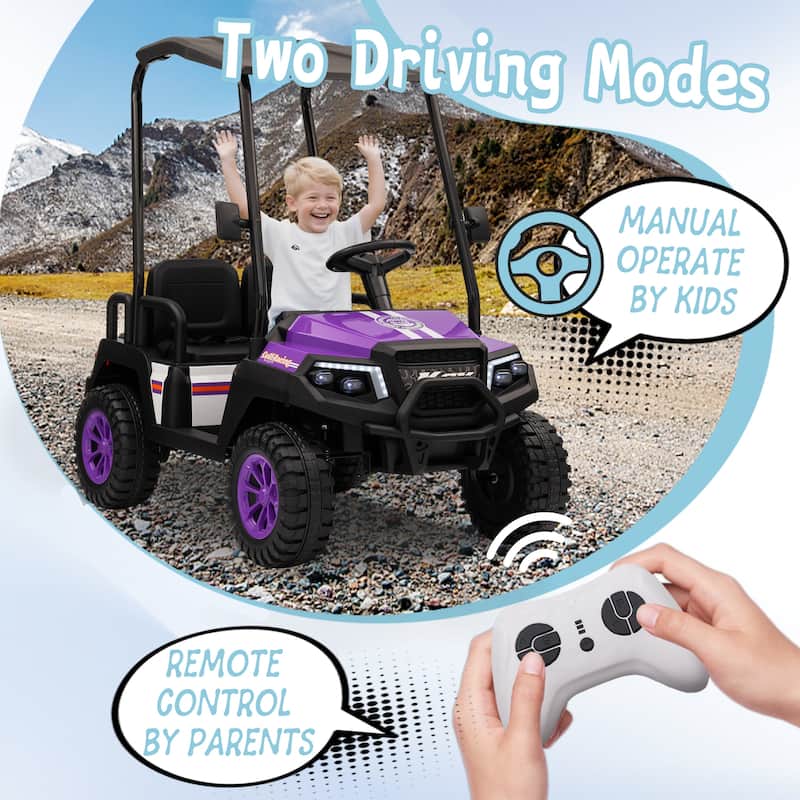 24V XL Kids Ride On Electric Truck with 4 Seats, Remote Control, Dual Motors, Suspension, Bluetooth Audio & Removable Sunshade