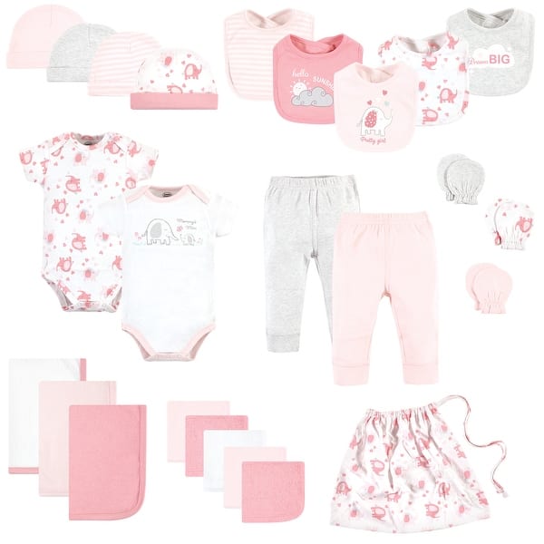 slide 1 of 1, Luvable Friends Infant Girl Layette Baby Starter Set 25pc, Girl Basic Elephant, 0-6 Months - Girl Basic Elephant 0-6 Months - Girl Basic Elephant