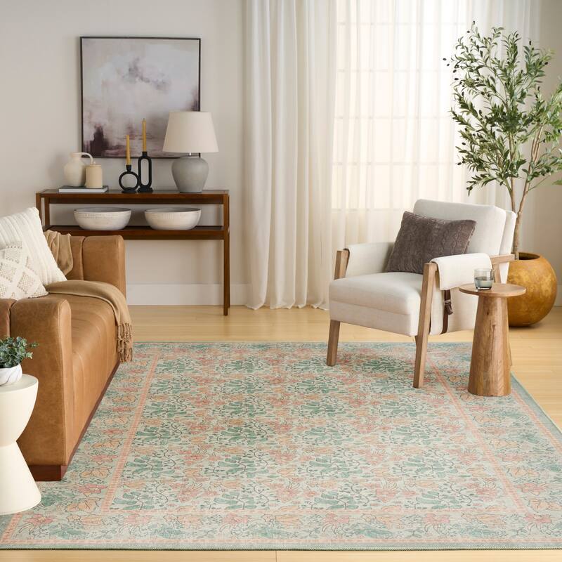 Nourison Botanical Washables Indoor only Textured Floral Area Rug