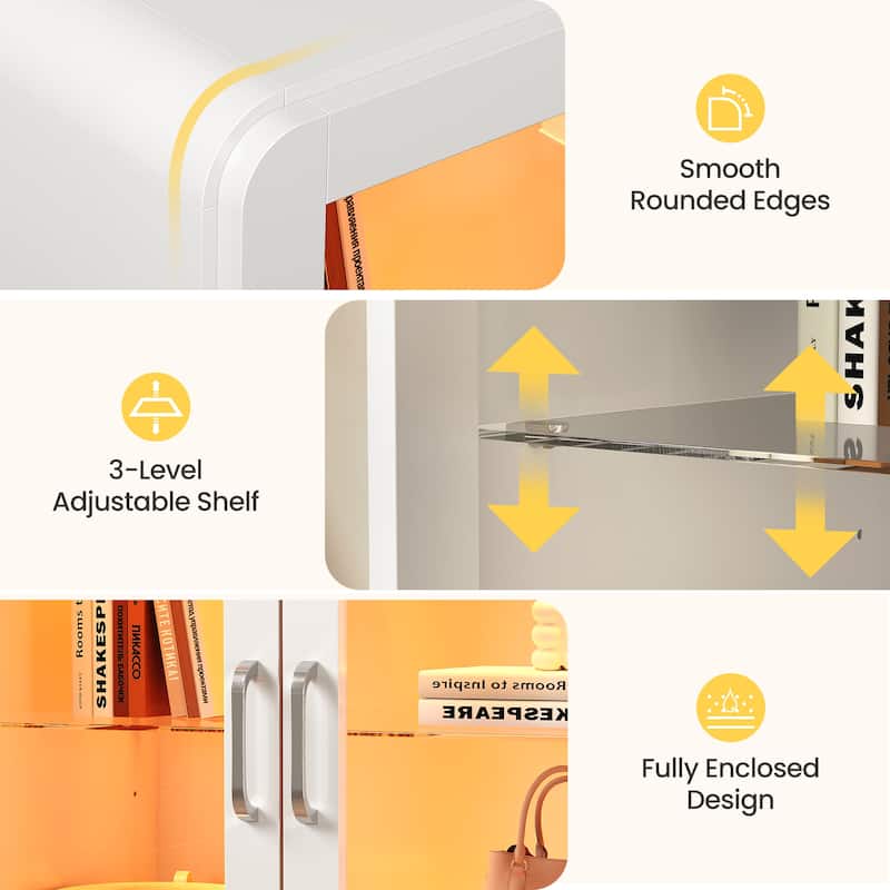 27'' Tall Display Cabinet with Acrylic Doors and LED Lights - N/A