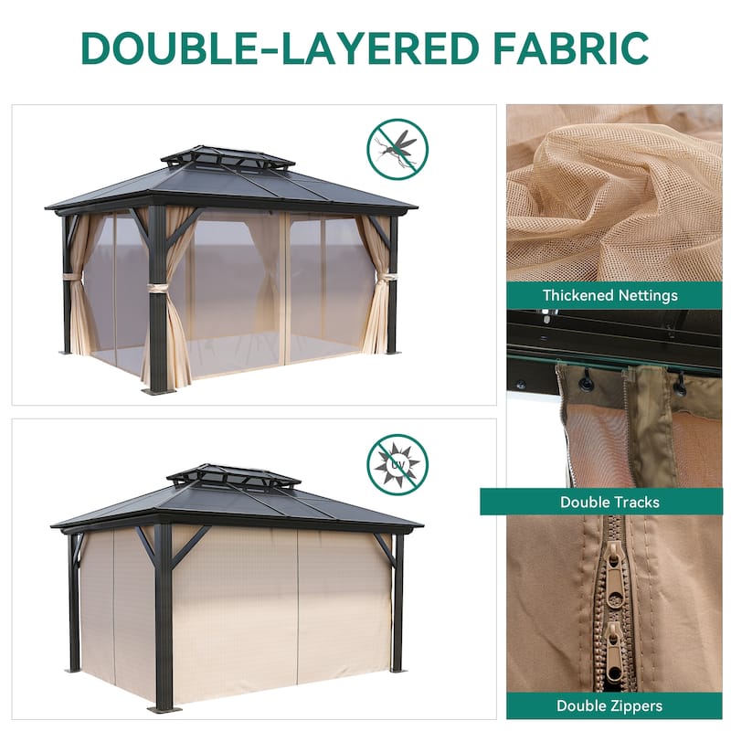 Outdoor Metal Patio Gazebo With Curtains