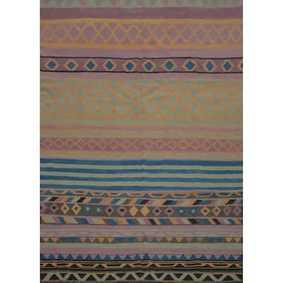 Hand Woven Oriental 100% Wool Carpet Southwestern Modern Purples Kilim Area Rug - 10' 0'' X 8' 5''