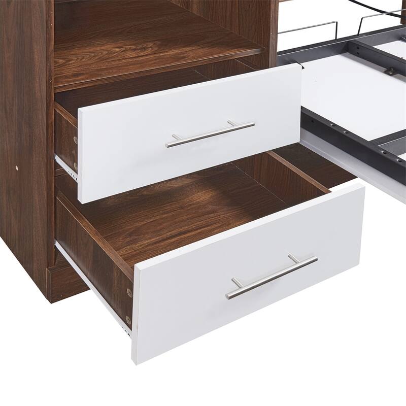 Twin Size Murphy Bed Wall Bed with Cabinet