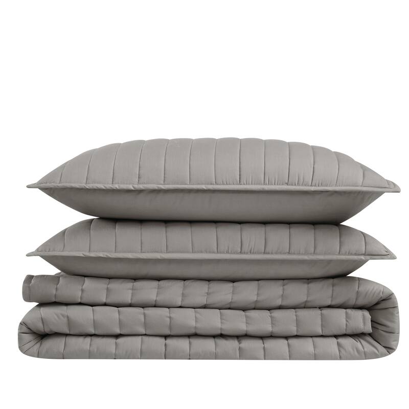 Brooklyn Loom Solid Cotton Percale Quilt Set