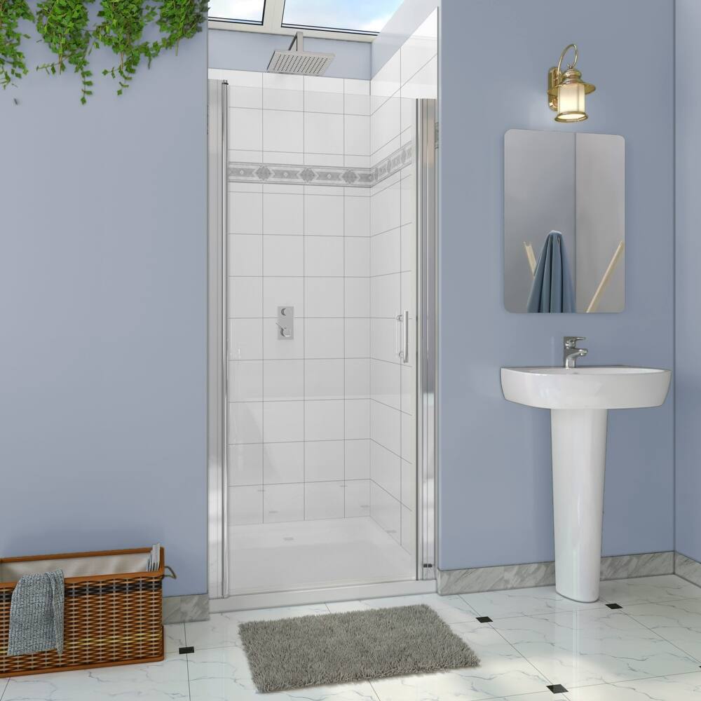 Elegant Adjustable Width Frameless Pivot Swing Shower Door with 1/4 inch Transparent Tempered by Certified Glass Door