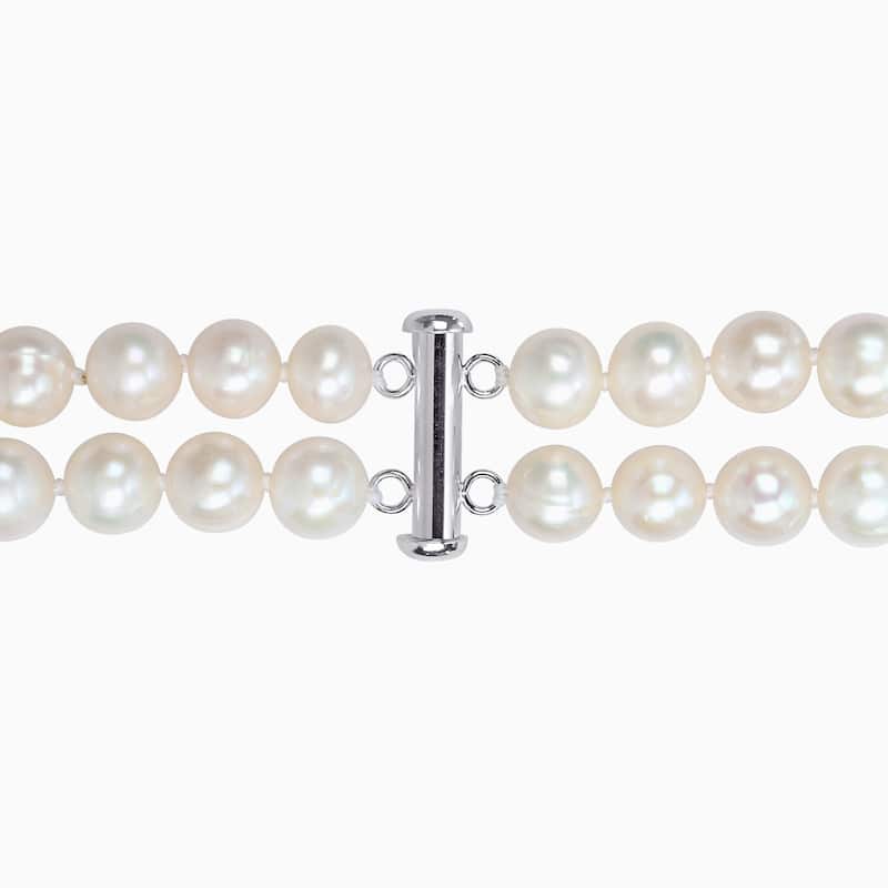 Miadora 9-10mm Cultured Freshwater Pearl 2-Strand Necklace Sterling Silver Clasp - 17 18 in