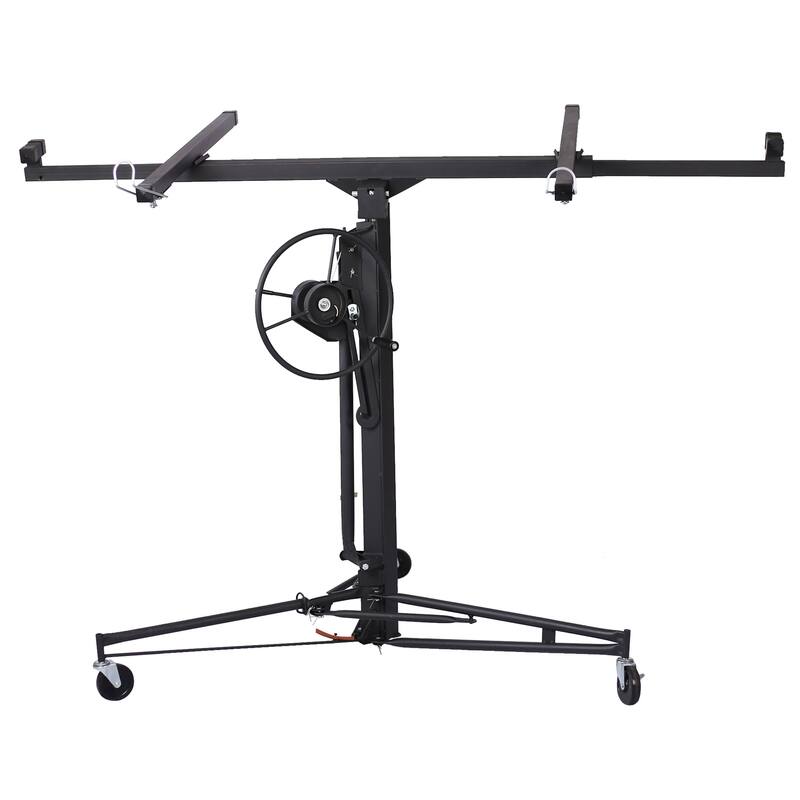 4' x 16' Drywall Panel Lift, Lockable Rolling Caster Ceiling Lift,150Lbs - Black