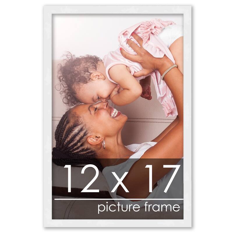 12x17 White Wood Picture Frame - UV Acrylic, Foam Board Backing, Hanging Hardware - Holds 12x17 Photo