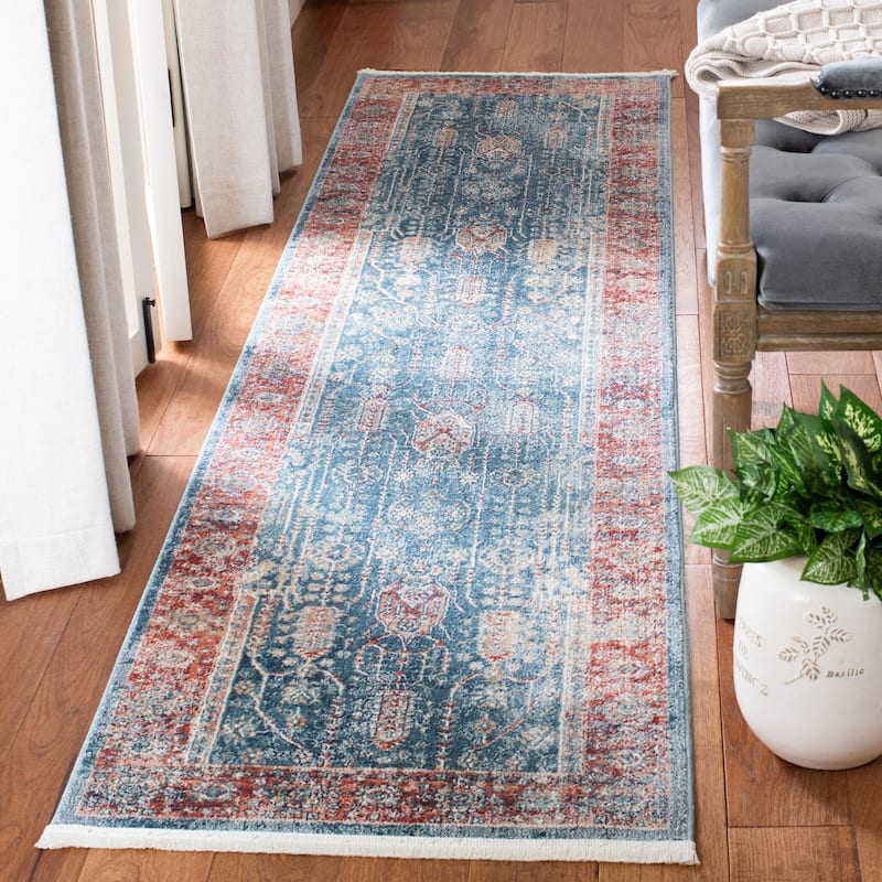 SAFAVIEH Victoria Almeda Traditional Oriental Rug - 2'2" x 12' Runner - Navy/Red