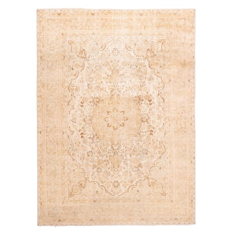 ECARPETGALLERY Hand-knotted Antalya Vintage Cream Wool Rug - 8'0 x 10'11
