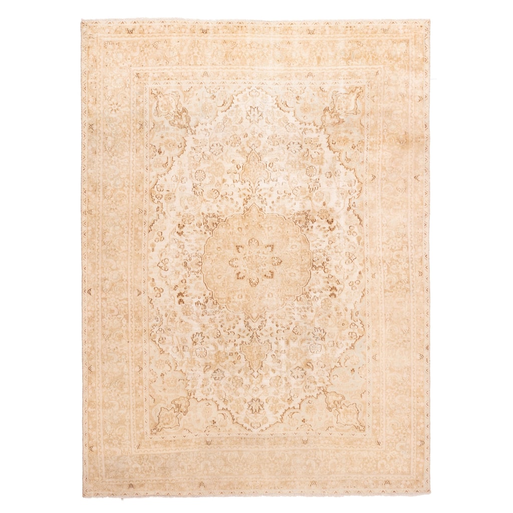 ECARPETGALLERY Hand-knotted Antalya Vintage Cream Wool Rug - 8'0 x 10'11