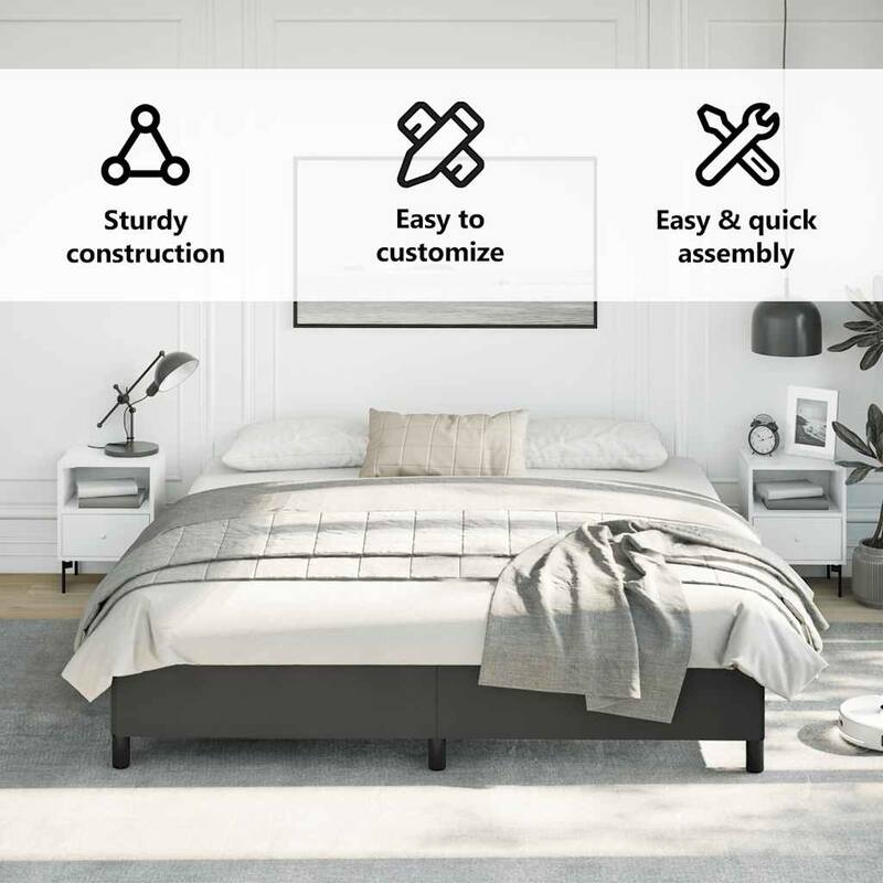 vidaXL Bed Frame, Faux Leather, No Mattress