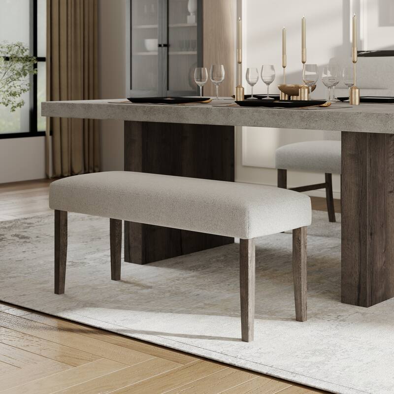 Roundhill Furniture Sorlen Contemporary Upholstered Dining Bench, Gray