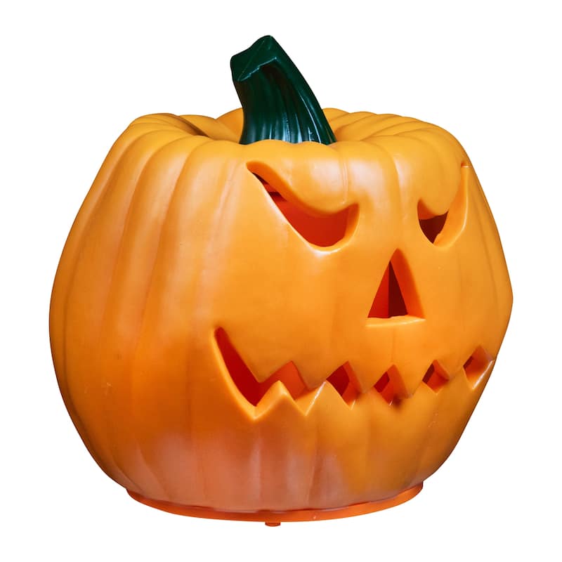 LED Lighted and Animated Double-Sided Jack O' Lantern Halloween Decoration - 9.75"