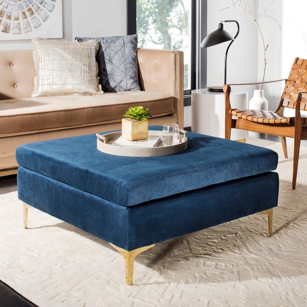 Navy blue and gold ottoman sale