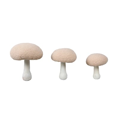 Set of 3 Apricot Boucle Mushrooms
