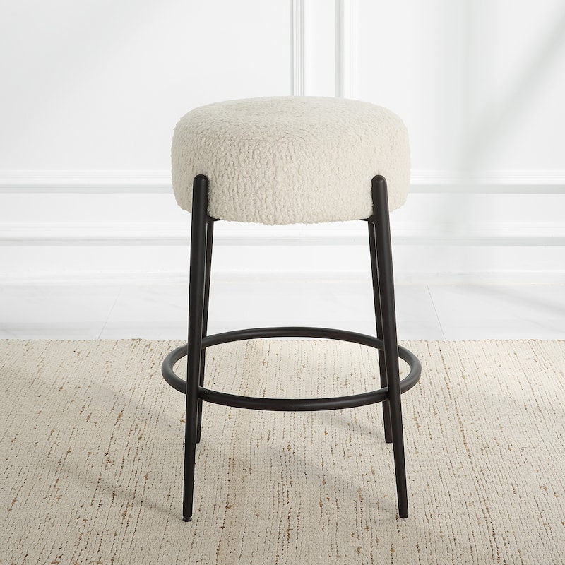 Uttermost Arles Plush Counter Stool - 17.5"W x 26"H x 17.5"D