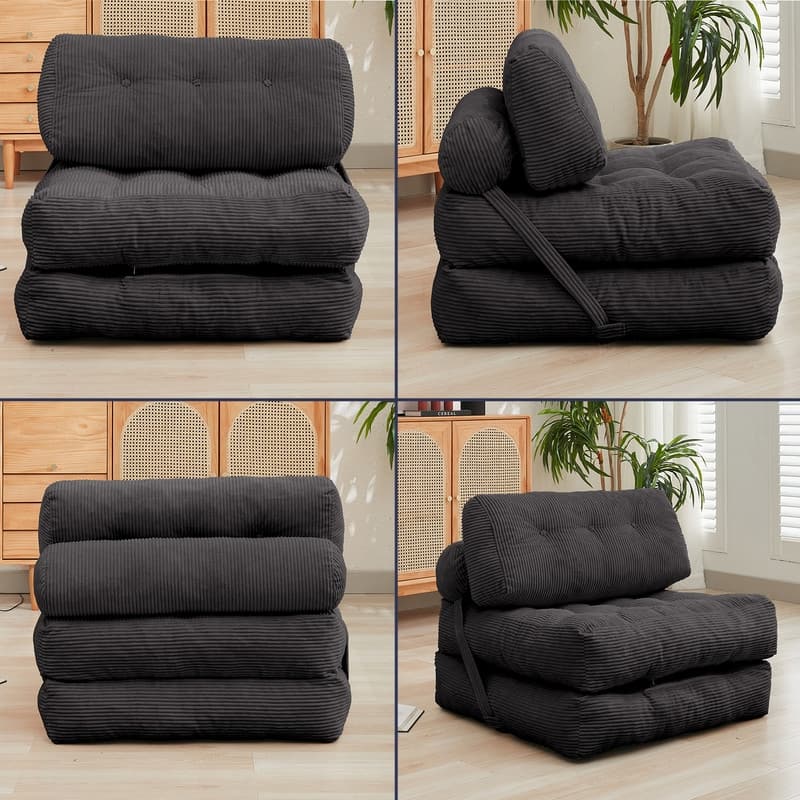 Mixoy W32''/W50'' Corded Velvet Fabric Folding Floor Lazy Futon Sofa Bed