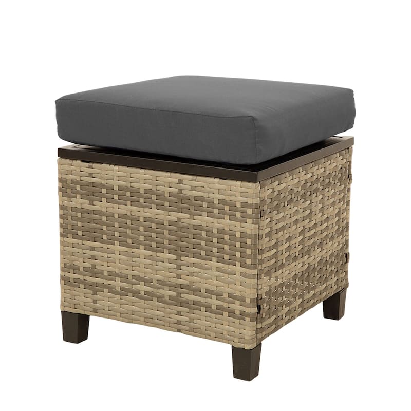 5-Piece 3-Seater Outdoor Wicker Sofa Couch with Gray Cushions