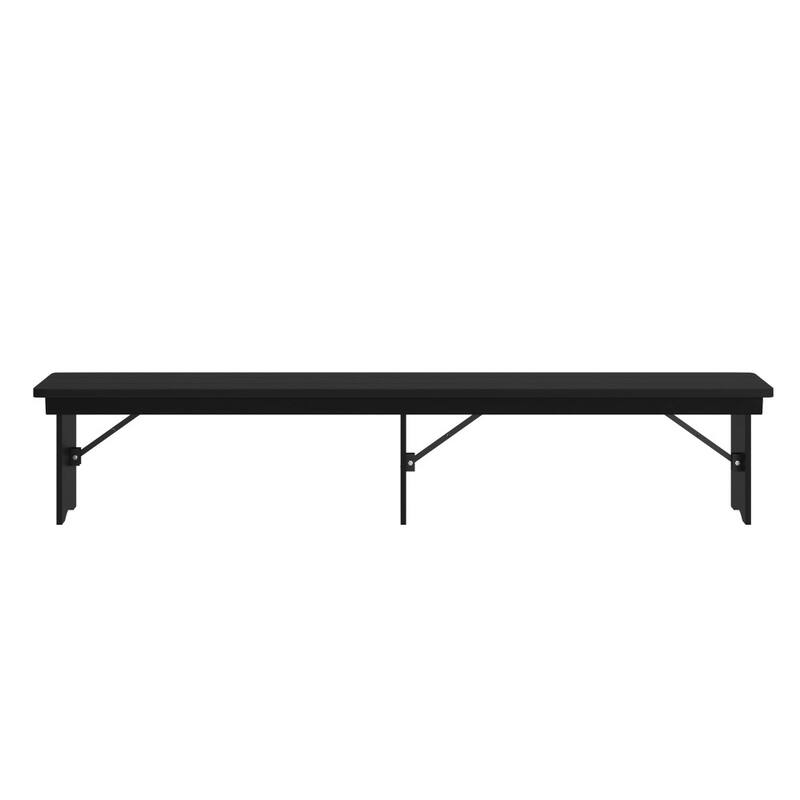 8' x 12" Antique Rustic Solid Pine Folding Farm Bench with 3 Legs