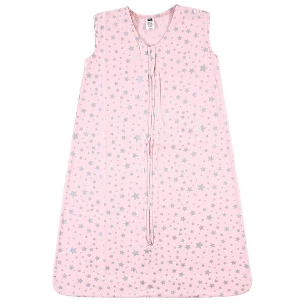 slide 1 of 1, Hudson Baby Infant Girl Cotton Sleeveless Wearable Sleeping Bag, Sack, Blanket, Silver Pink Star 18-24 Months - Silver Pink Star