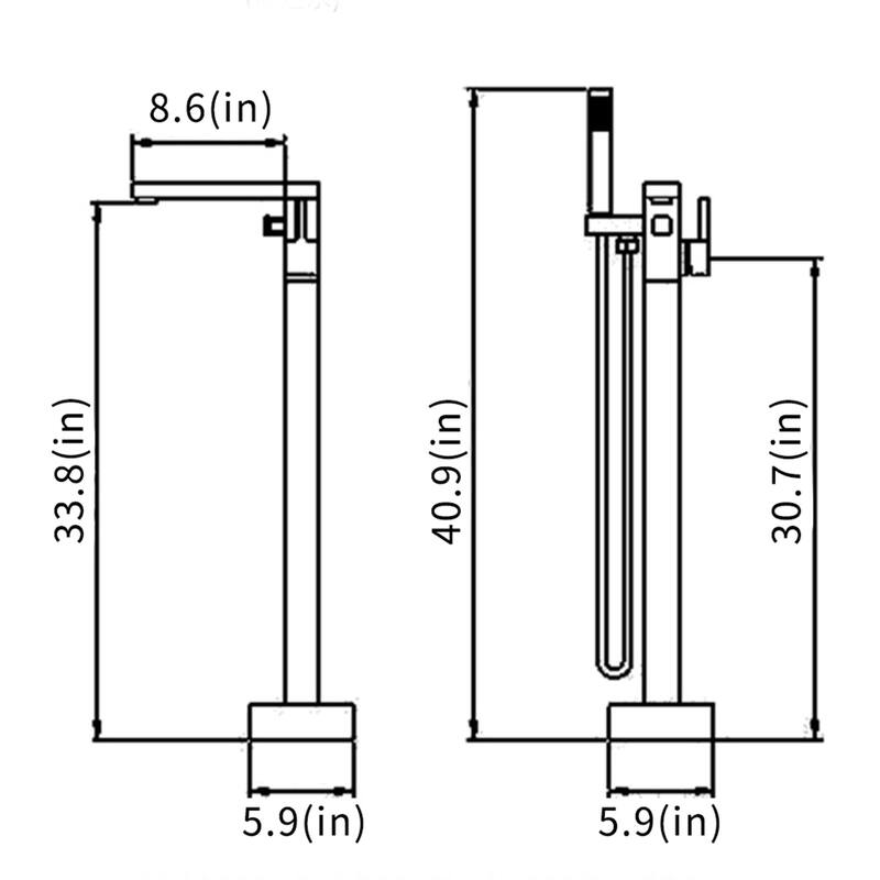 Single Handle Floor Mounted Freestanding Tub Filler with Handshower