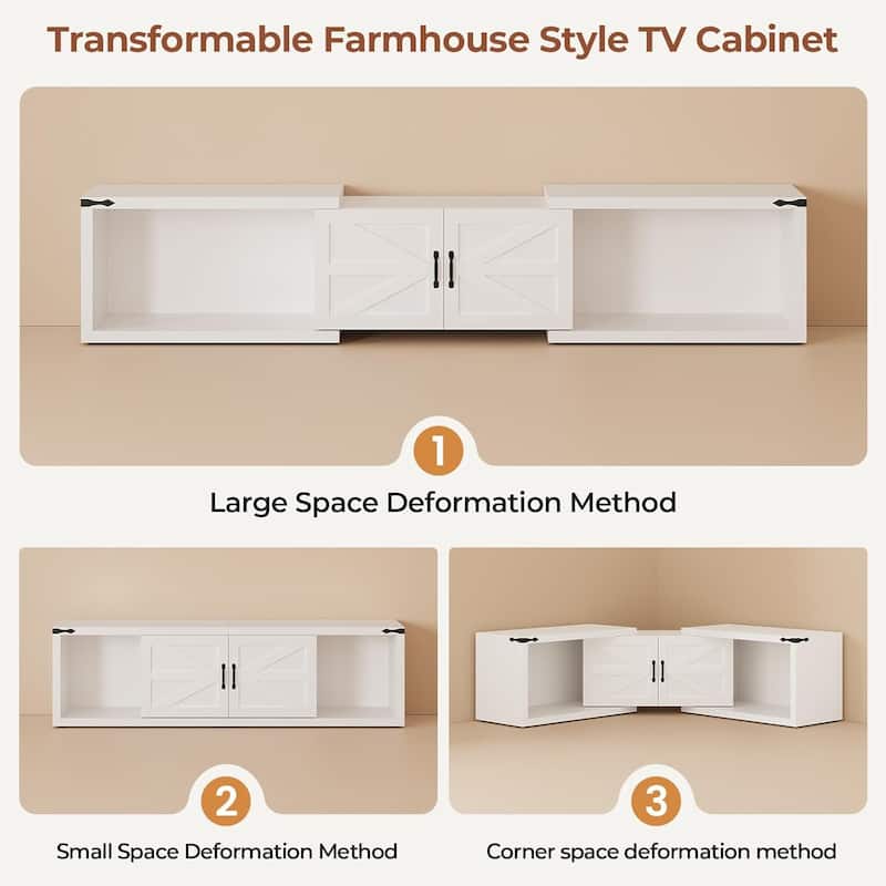 Farmhouse TV Stand Entertainment Center with Storage Deformable TV Console