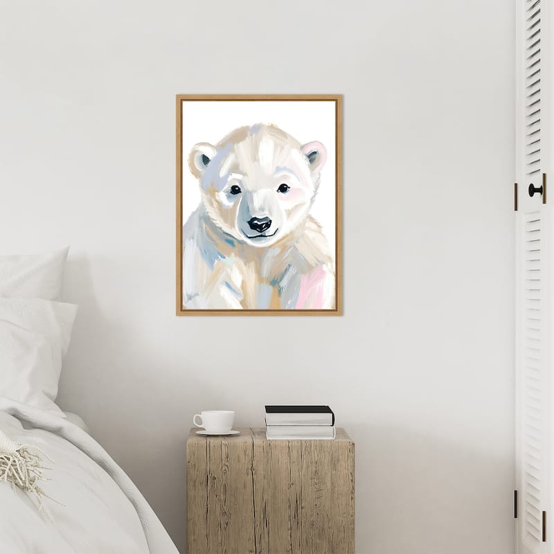 Polar Bear Cub by Ohkimiko Framed Canvas Wall Art