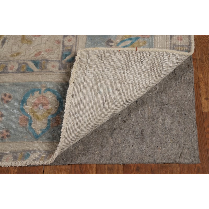 Hand Knotted Oriental 100% Wool Carpet Traditional Floral Beige & Ivories Tabriz Area Rug - 11' 6'' X 9' 7''