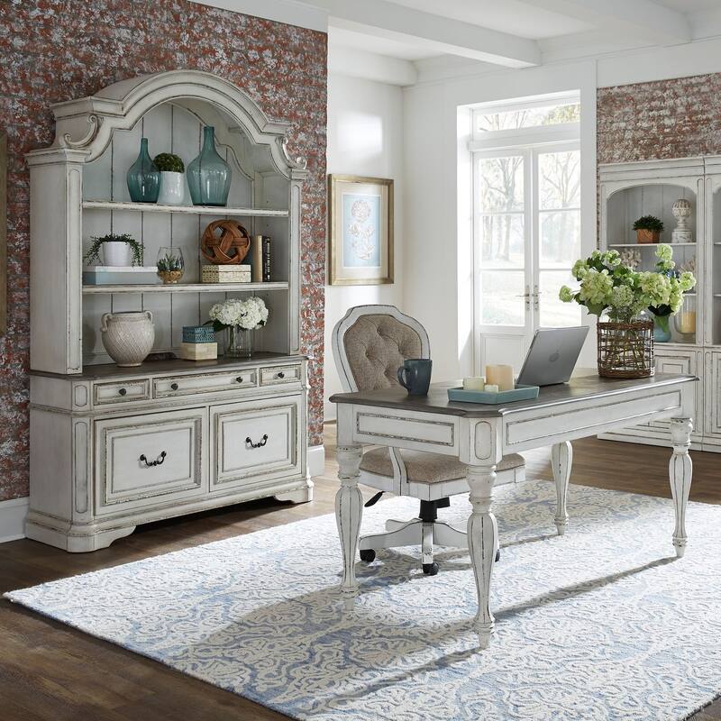 Magnolia Manor Antique White Weathered Bark Jr Executive Desk Chair