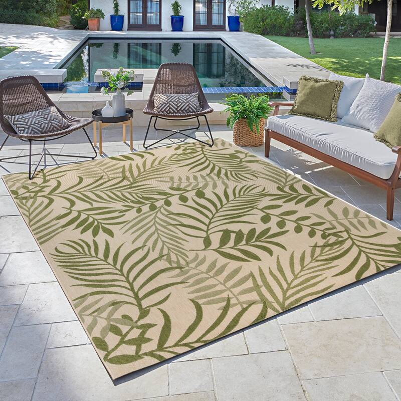 Gertmenian Solterra Nautical Coastal Tropical Weather Resistant Polypropylene Flatweave Indoor/ Outdoor Area Rug Collection