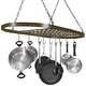 preview thumbnail 1 of 5, Sorbus Pot and Pan Rack for Ceiling with Hooks - Oval Mounted Storage Rack - 31.50" L X 16.50" W X 21" H - 31.50" x 16.50" x 21"