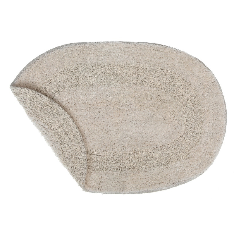 Reversible Cotton Oval Solid Color Bath Mat - Set Of 2