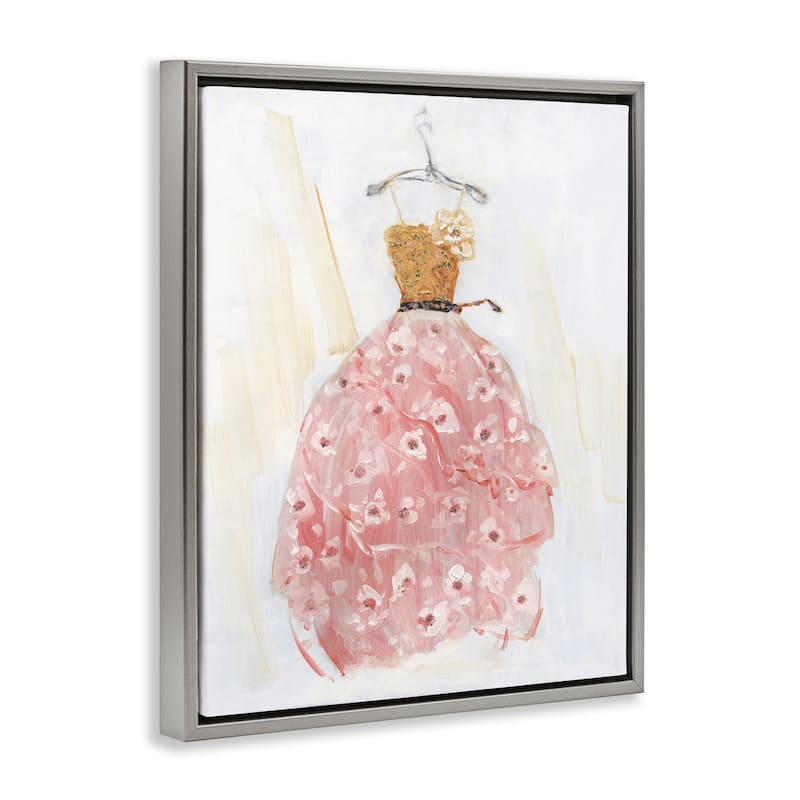 Stupell Elegant & Sophisticated Pink Gown Framed Floater Canvas Wall Art Design By Sally Swatland