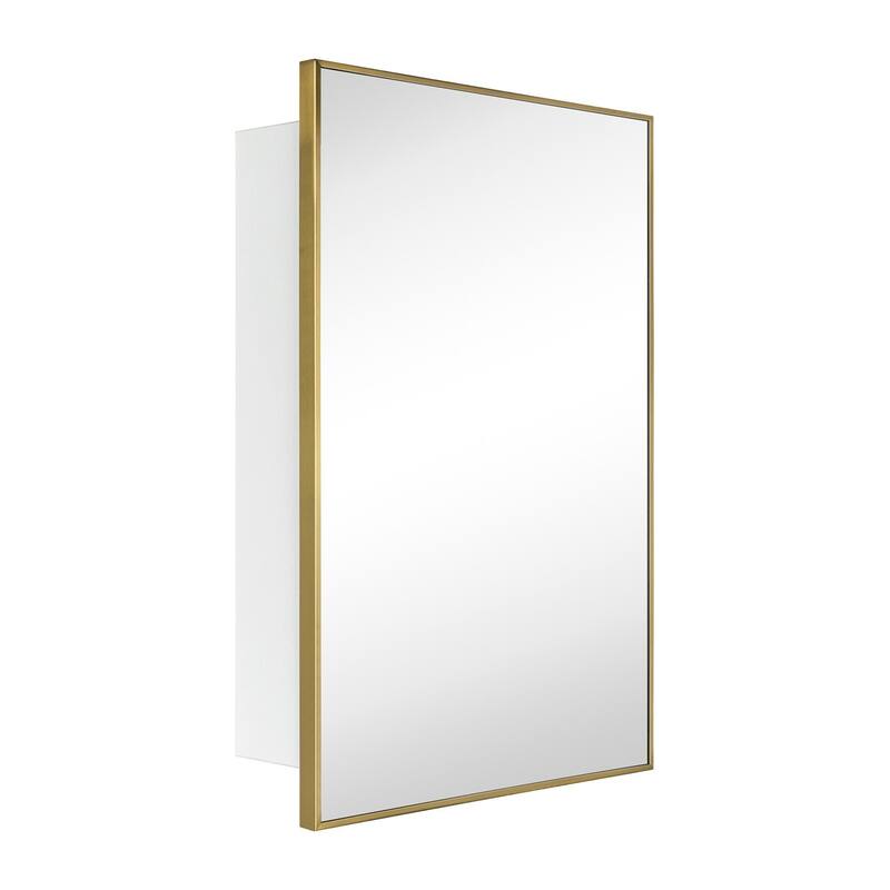 TEHOME Velin Recessed and Surface Mount Bathroom Medicine Cabinet with Mirror Square Cornered Metal Framed Rounded Rectangle