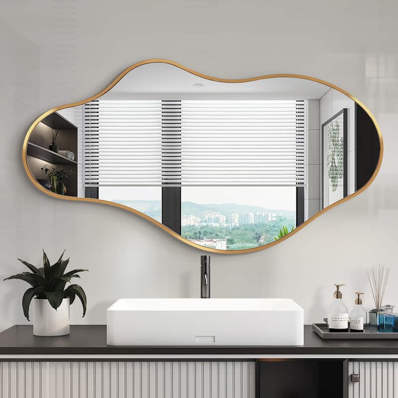 Irregular Wall Mirror Decorative Asymmetrical Wall Mirror - 43x24 - Gold
