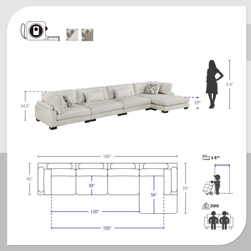 Abbeville Microfiber 4-Piece Modular Sectional with Chaise
