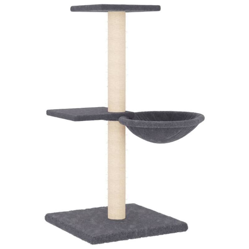 vidaXL Cat Tree Dark grey Engineered wood, plush, sisal