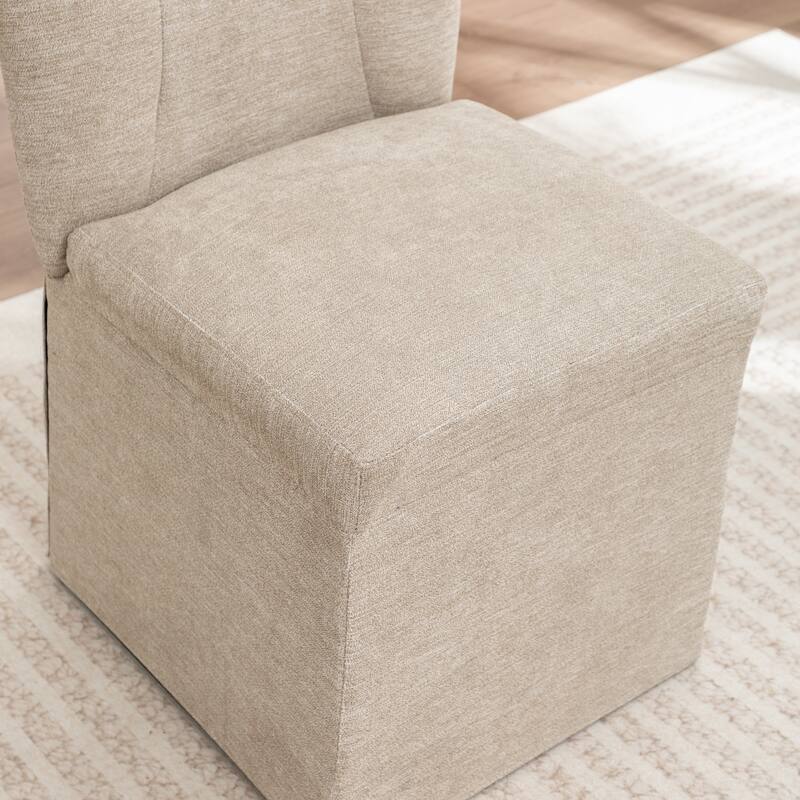 2-Piece Linen Dining Chairs, Modern Fabric Side Chairs,with Padded Seat and Backrest, Upholstered Armless Chairs