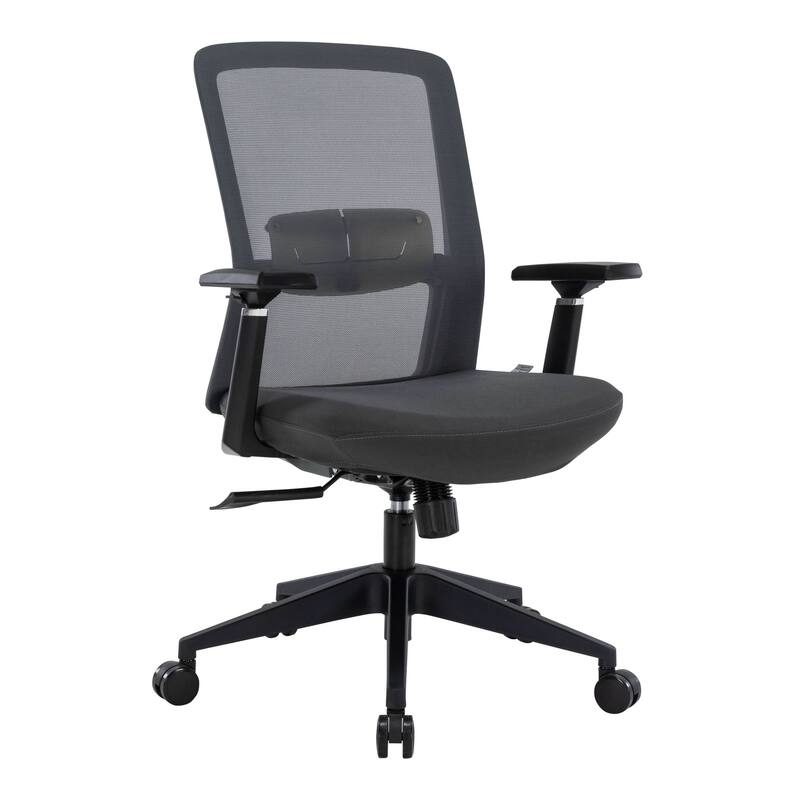 Ingram Contemporary Ergonomic Mesh Office Chair - Adjustable Height & Armrests, Mid-Back Swivel Desk Chair for Home Office - White/White
