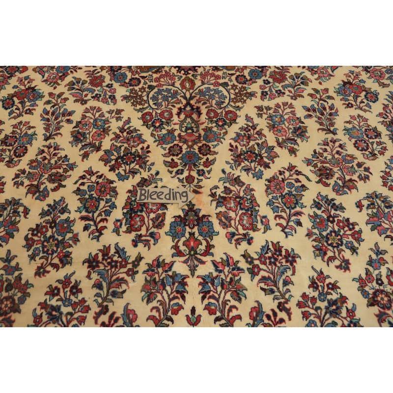 Hand Knotted Oriental 100% Wool Carpet Traditional Floral Beige & Ivories Sarouk Area Rug - 15' 7'' X 11' 2''
