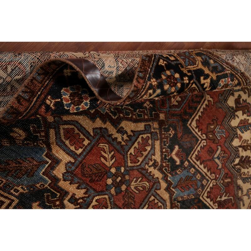 Pre-1900 Antique Heriz Serapi Persian Area Rug Handmade Wool Carpet - 7'5" x 10'4"